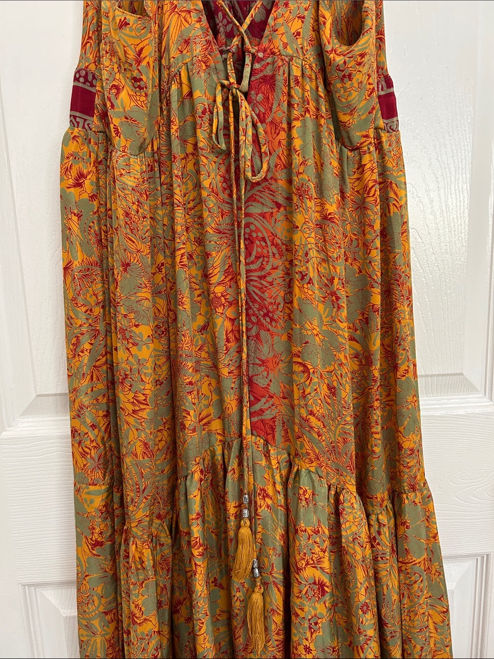 Free People Mustard Maxi Dress with Burgundy Trim - Picture 7 of 7